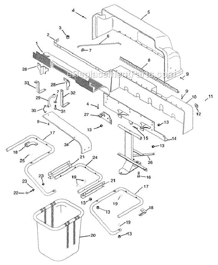 32" & 40" Bagger Vac (Models 836002, 003) Diagram and Parts List for 000101 Ariens Lawn Tractor