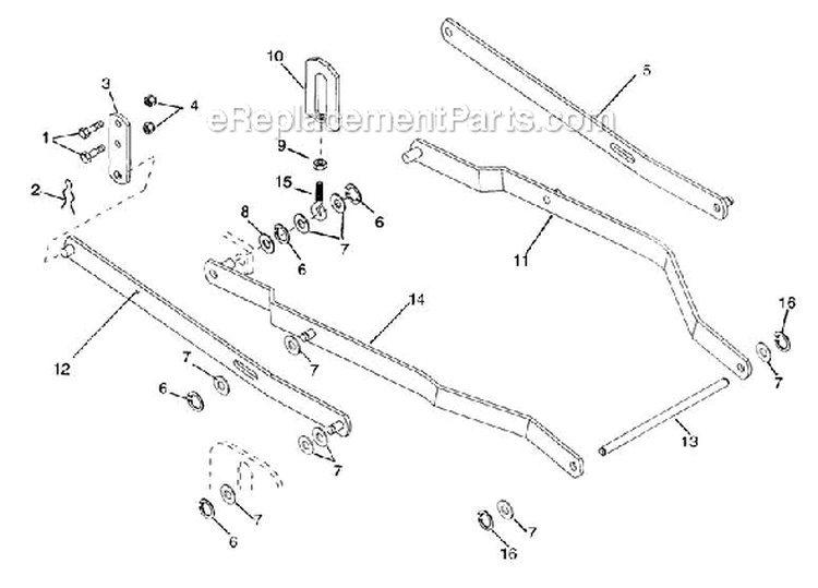 Hanger Arm Diagram and Parts List for 000101 Ariens Lawn Tractor