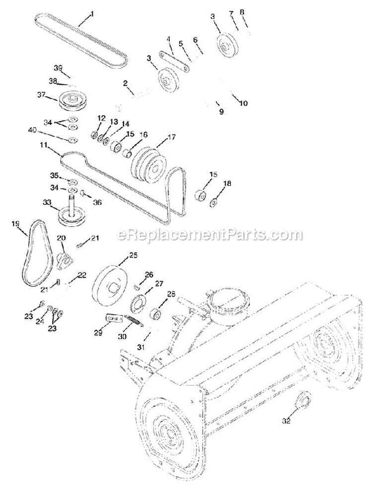 Sno-Thro Belt Drive (Model 836004) Diagram and Parts List for 000101 Ariens Lawn Tractor