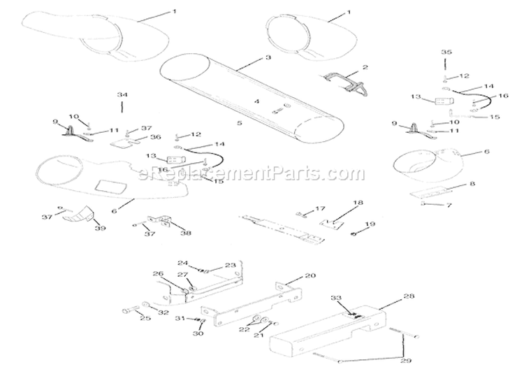 32" & 40" Bagger Vac W/Chute (Models 836002, 003) Diagram and Parts List for 000101 Ariens Lawn Tractor