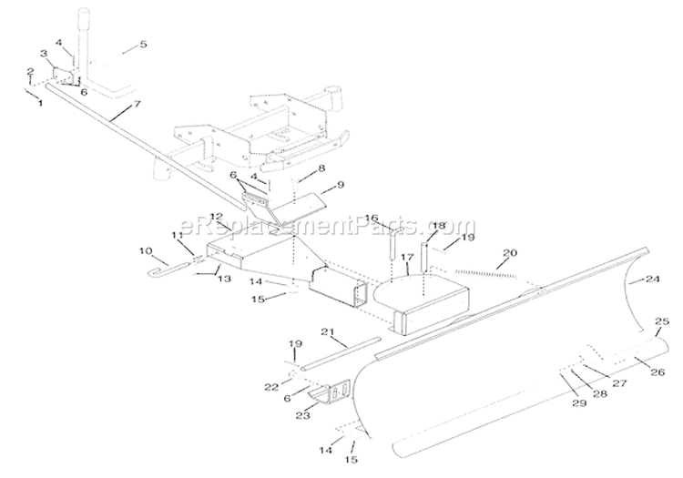 42" Front Blade (Model 836001) Diagram and Parts List for 000101 Ariens Lawn Tractor