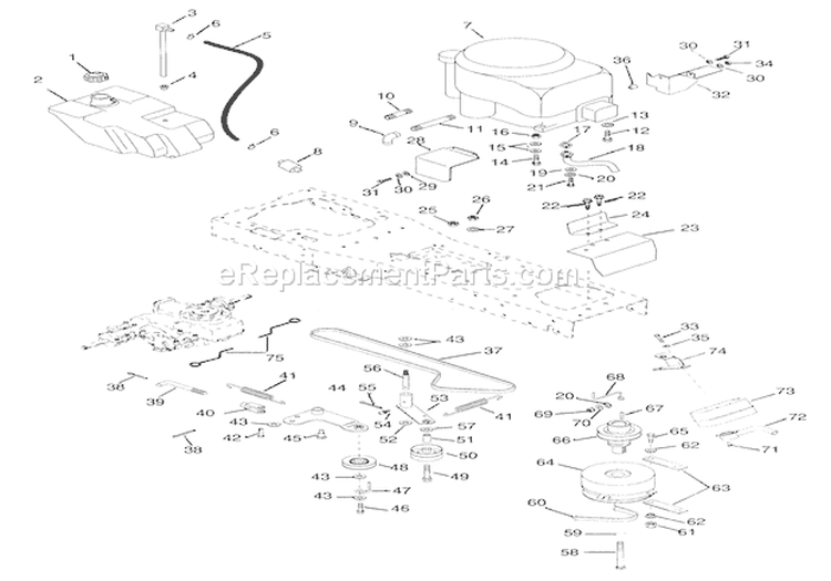 Engine & Belt Drive Diagram and Parts List for 000101 Ariens Lawn Tractor