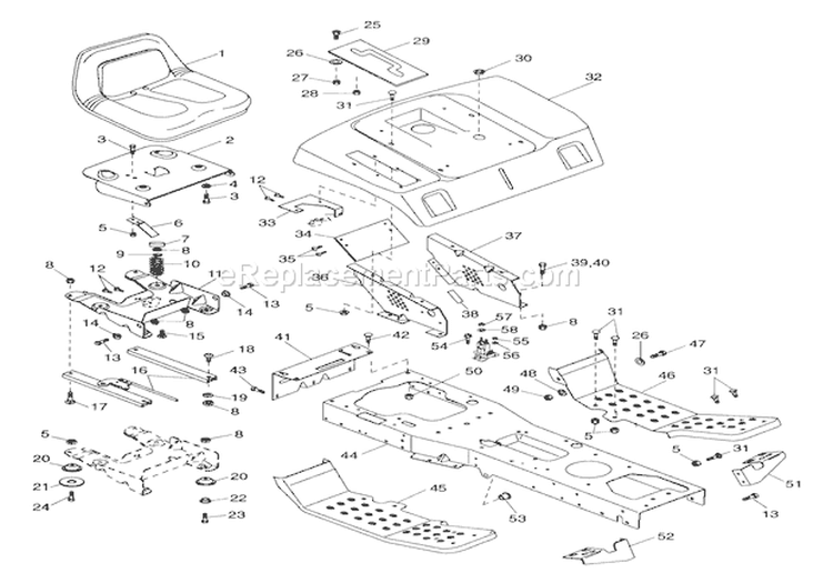 Frame & Rear Deck Diagram and Parts List for 001300 Ariens Lawn Tractor