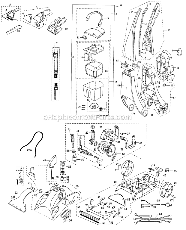 Page A Diagram and Parts List for  Bissell Carpet Cleaner