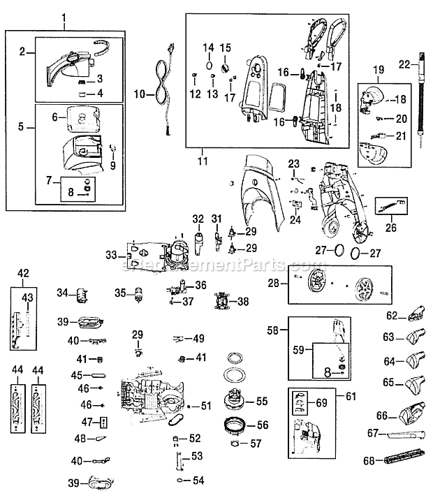 Page A Diagram and Parts List for  Bissell Carpet Cleaner