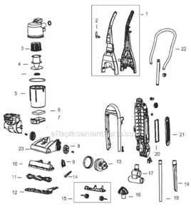 Part Location Diagram of B-203-1015 Bissell Roller Assembly