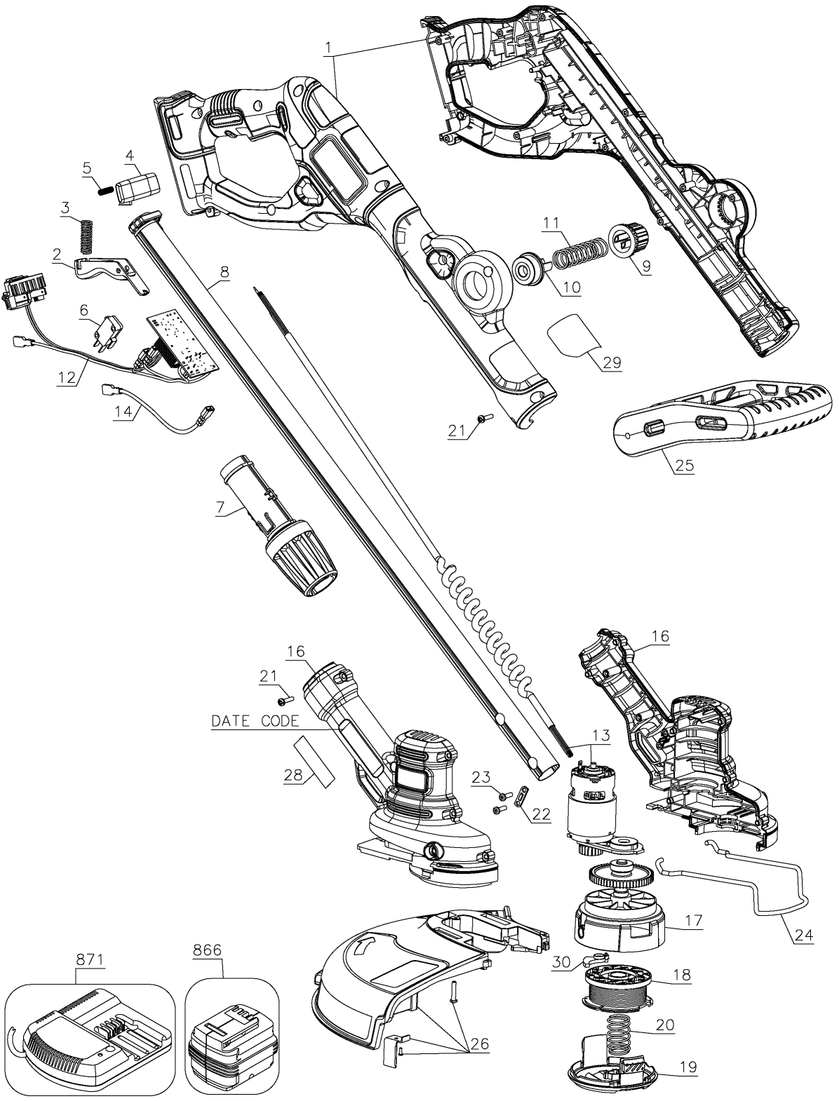 thumbnail image 2 of Genuine Black & Decker 90621578 String Trimmer Trigger – OEM Replacement For LST140C (Includes Prop 65 Warning) 2 of 4