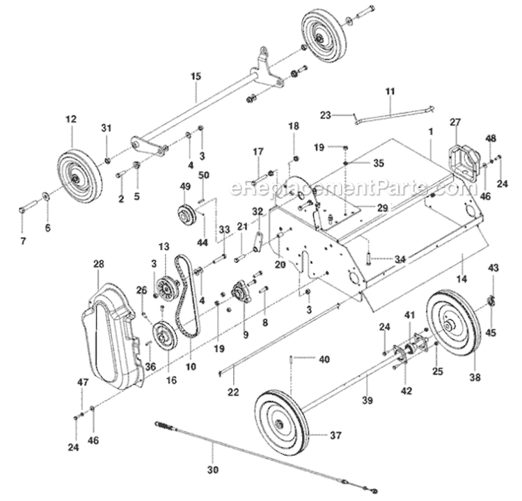 Page B Diagram and Parts List for 968999428 - 2010-04 Bluebird Dethatcher