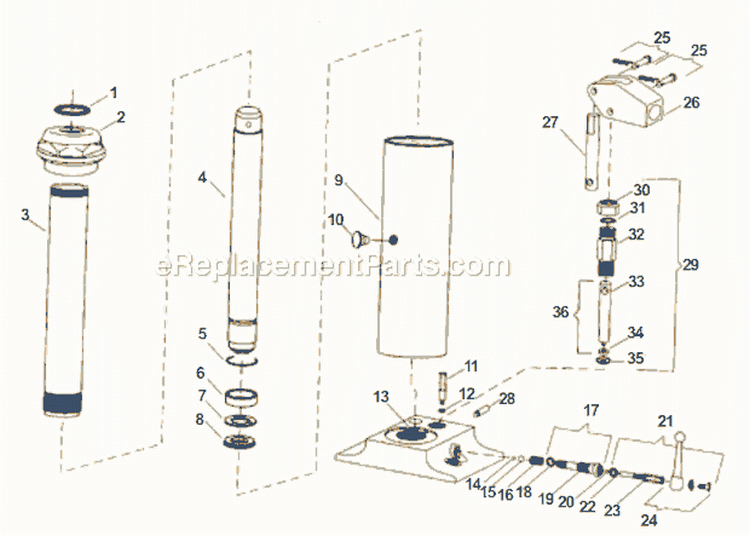 Page B Diagram and Parts List for 2004-05 Bluebird Hoist & Winch