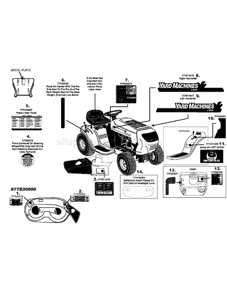 Page D Diagram and Parts List for 2008 Bolens Lawn Tractor