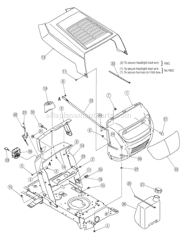 Page E Diagram and Parts List for 2006 Bolens Lawn Tractor
