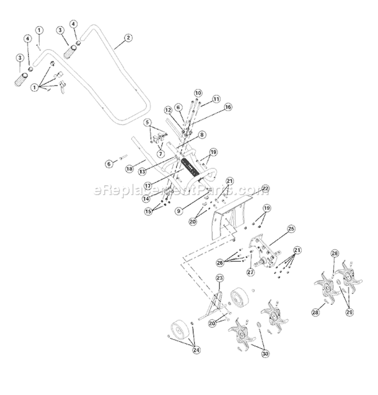 Page A Diagram and Parts List for 21AK410G163 Bolens Tiller