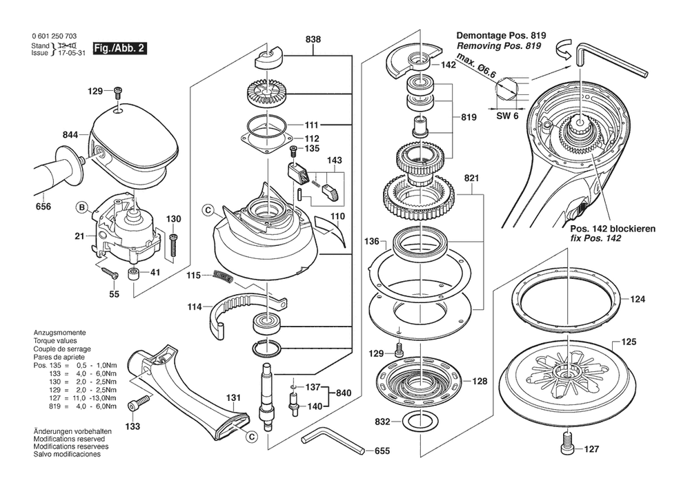Section 2 Diagram and Parts List for 0601250741 Bosch Orbital or Palm Sander