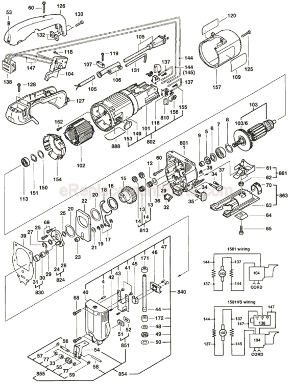 Page A Diagram and Parts List for 0601581534 Bosch Jig Saw