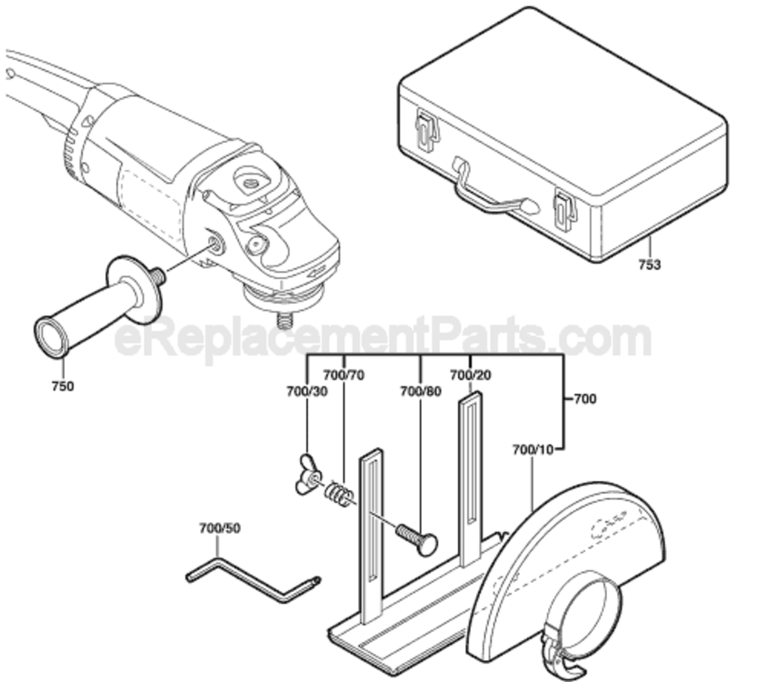 Page B Diagram and Parts List for 0601752039 Bosch Angle Grinder
