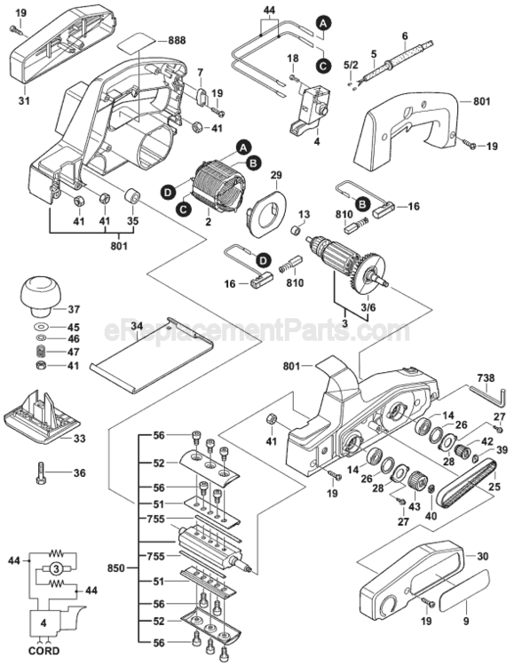 Page A Diagram and Parts List for 0603272039 Bosch Planer Jointer