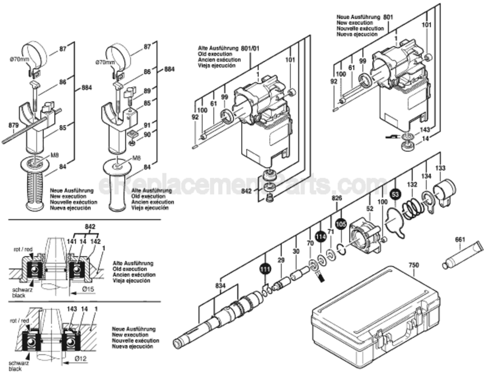 Page B Diagram and Parts List for 0611214839 Bosch Hammer Drill