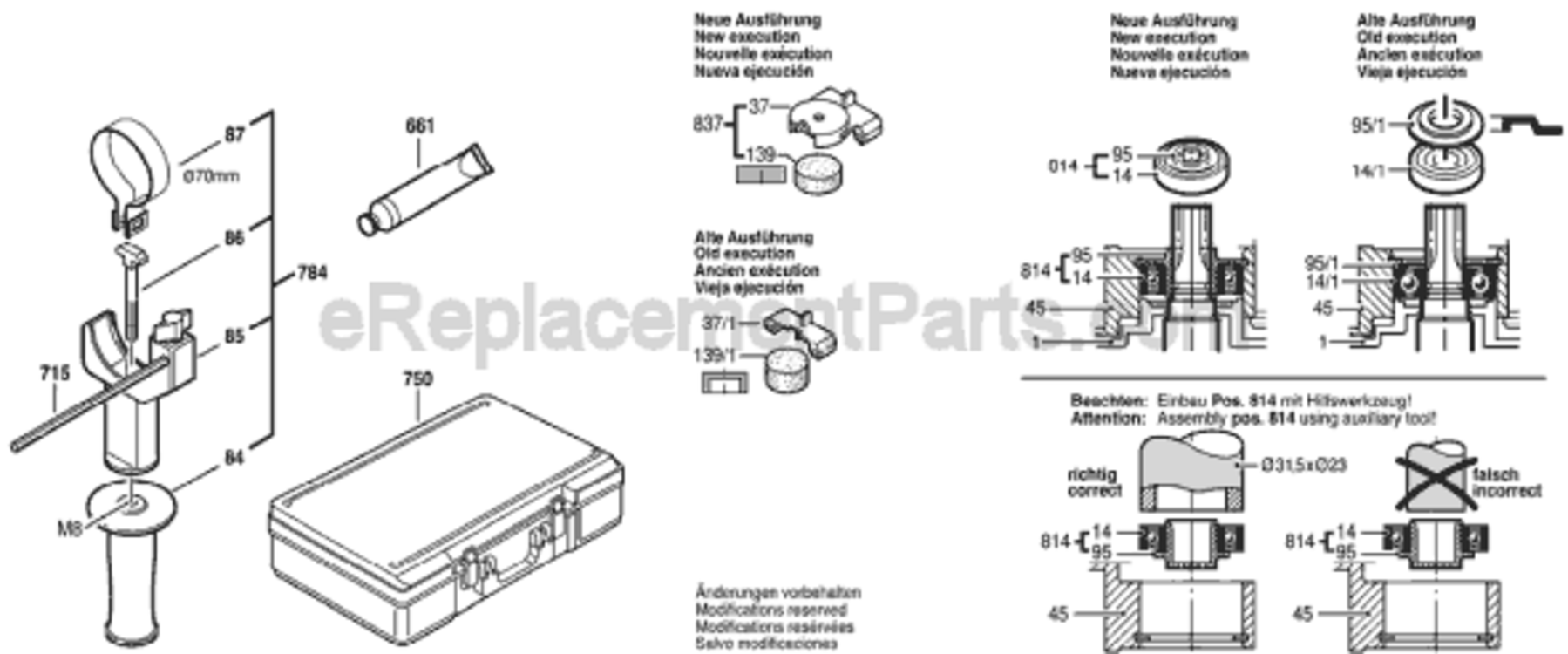 Page B Diagram and Parts List for 0611230739 Bosch Hammer Drill