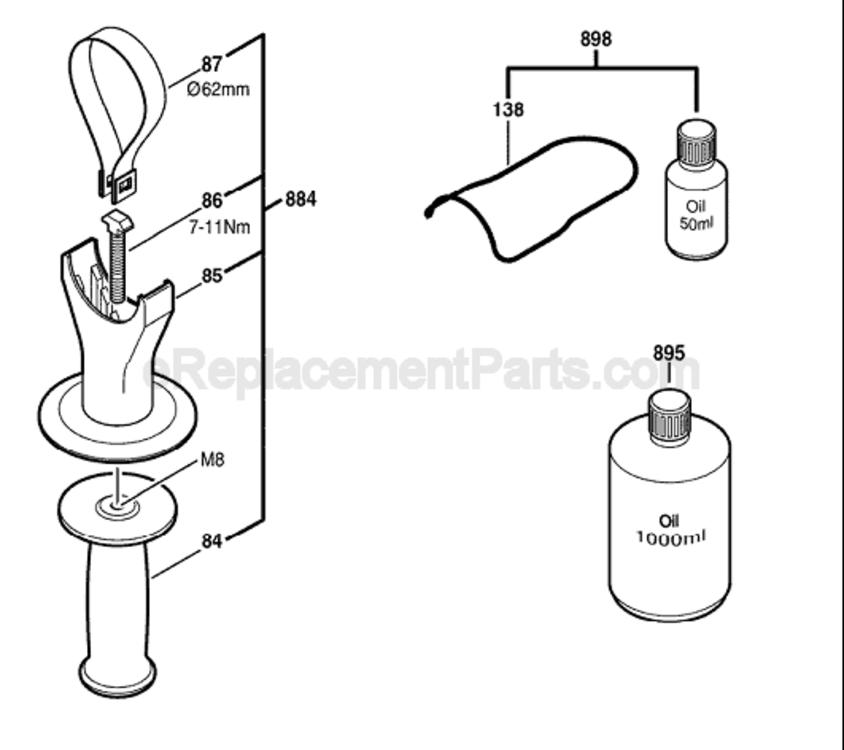 Page B Diagram and Parts List for 0611247039 Bosch Demolition Hammer
