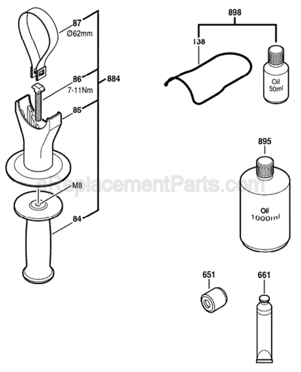 Page B Diagram and Parts List for 0611248739 Bosch Demolition Hammer
