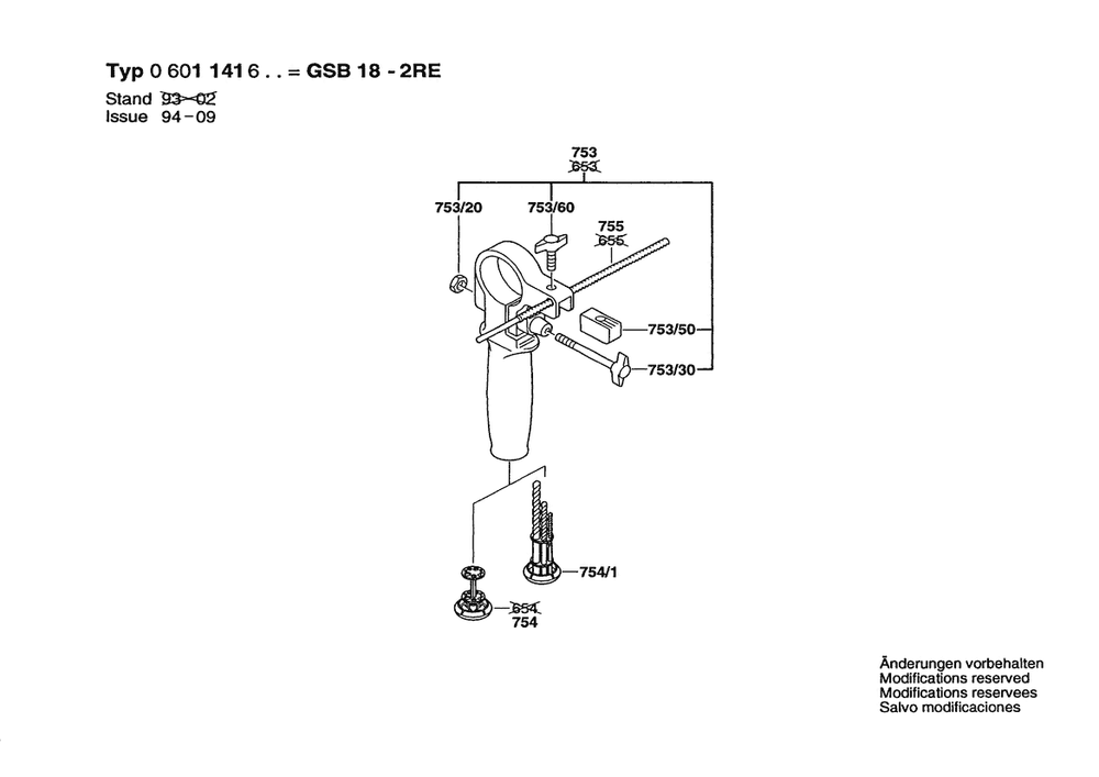 Section 2 Diagram and Parts List for 0601141639 Bosch Hammer Drill