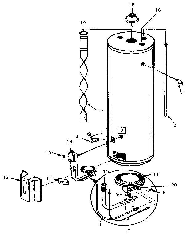 Replacement Parts Diagram and Parts List for 153335751  Kenmore Water Heater