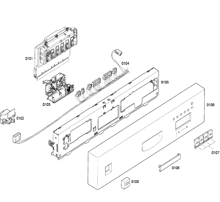 Control Panel Diagram and Parts List for SHU43C02UC 22 Bosch Dishwasher