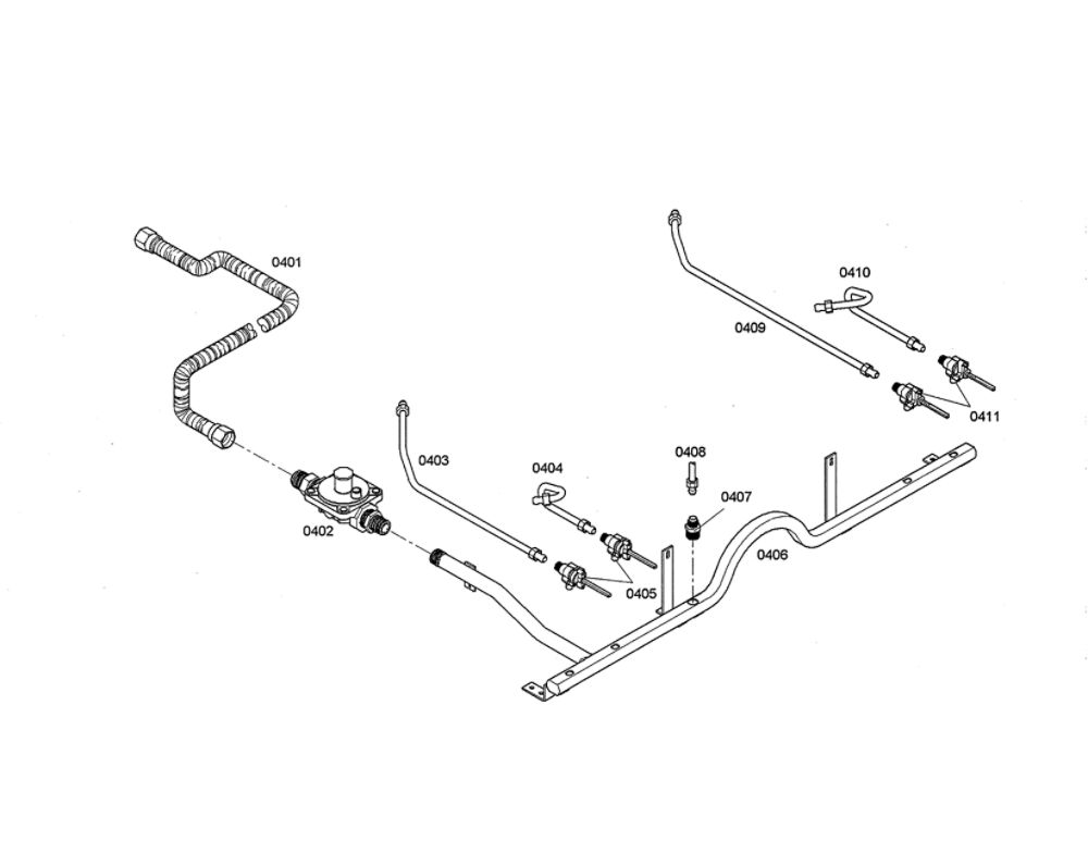 Regulator/Gas Lines Diagram and Parts List for PDR364GDZS 08 Thermador Range