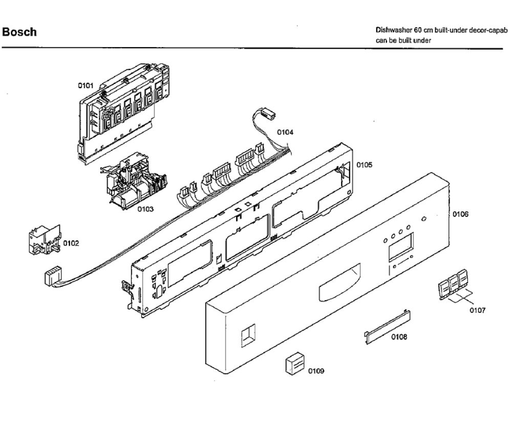 Control Diagram and Parts List for SHU33A06UC 22 Bosch Dishwasher