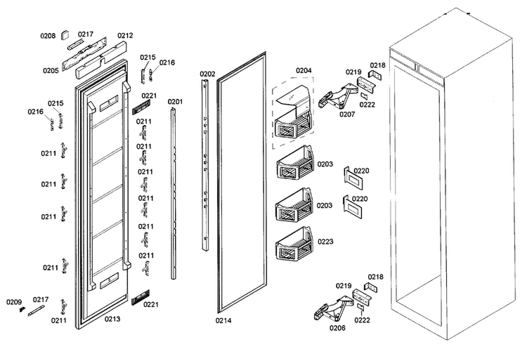 Door Assy Diagram and Parts List for T24IR70NSP 20 Thermador Refrigerator