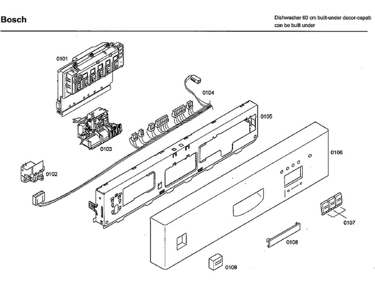Control Panel Diagram and Parts List for SHU33A02UC 22 Bosch Dishwasher