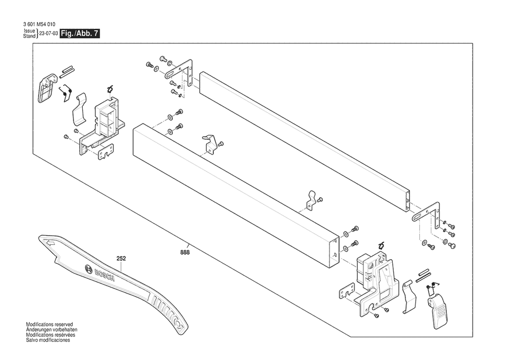 Diagram 7 Diagram and Parts List for 3601M54010 Bosch Table Saw