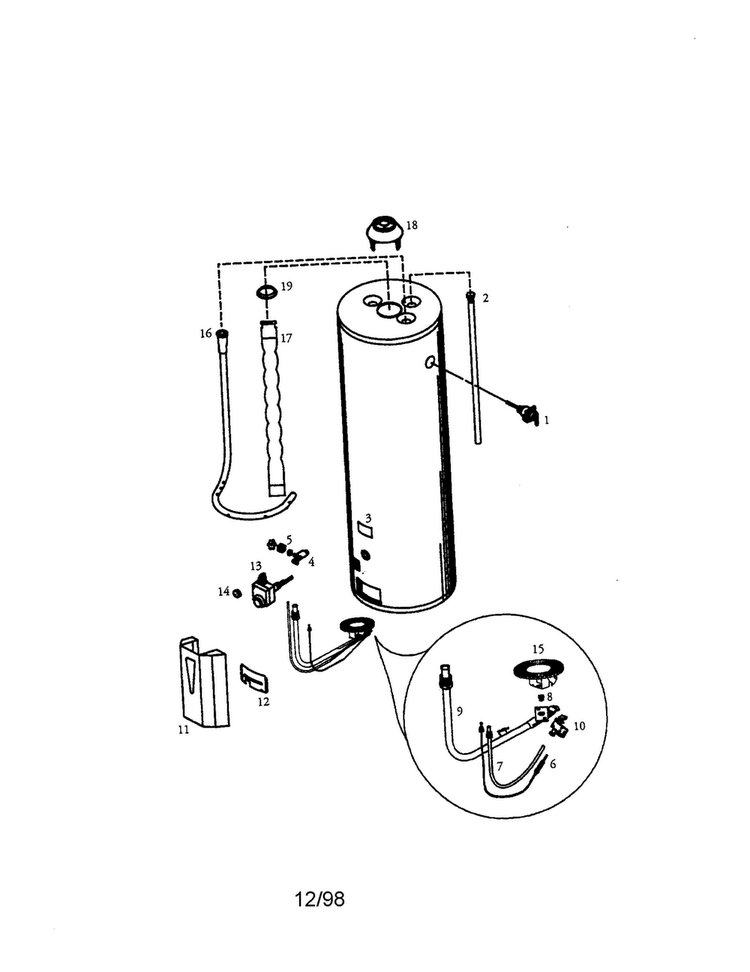 Power Miser 8 40 Gallon Diagram and Parts List for 153338961  Kenmore Water Heater