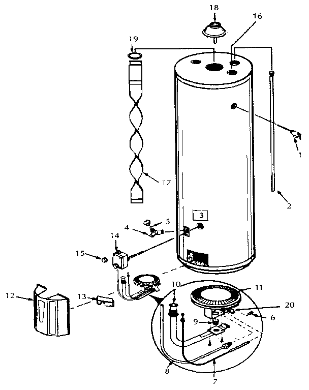 Replacement Parts Diagram and Parts List for 153335651  Kenmore Water Heater