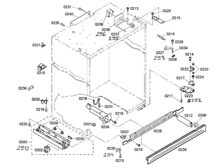 Cabinet Parts Diagram and Parts List for 01 Thermador Refrigerator