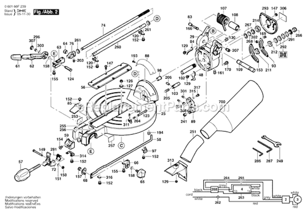 Page B Diagram and Parts List for 060166F239 Bosch