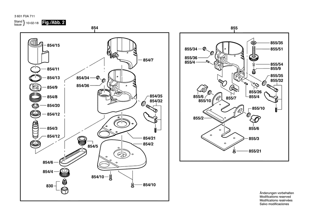 Page B Diagram and Parts List for 3601F0A711 Bosch Router