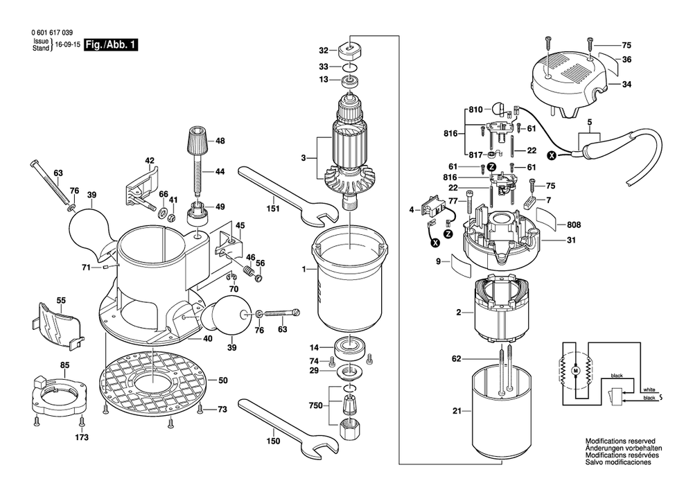 Diagram Diagram and Parts List for 0 601 617 061 Bosch Router
