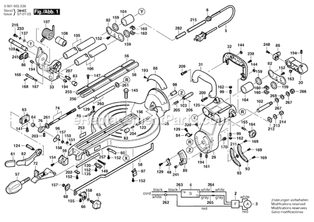 Page A Diagram and Parts List for 0601665239 Bosch