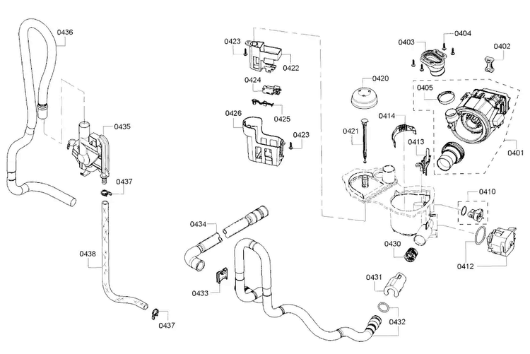 Pump Diagram and Parts List for 12 Bosch Dishwasher