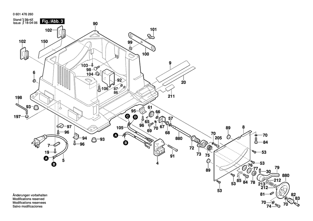 Page C Diagram and Parts List for 0601476260 Bosch Table Saw