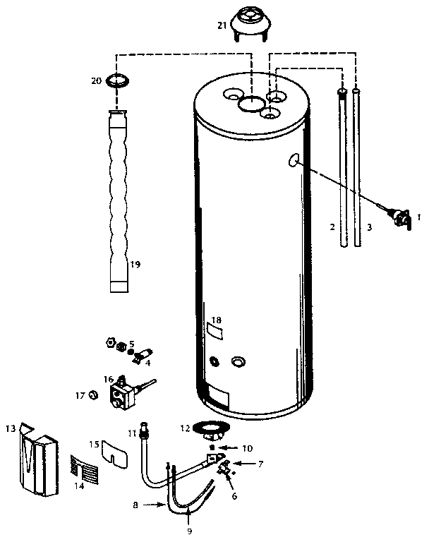Replacement Parts Diagram and Parts List for 153334262  Kenmore Water Heater
