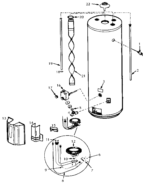 Replacement Parts Diagram and Parts List for 153334500  Kenmore Water Heater