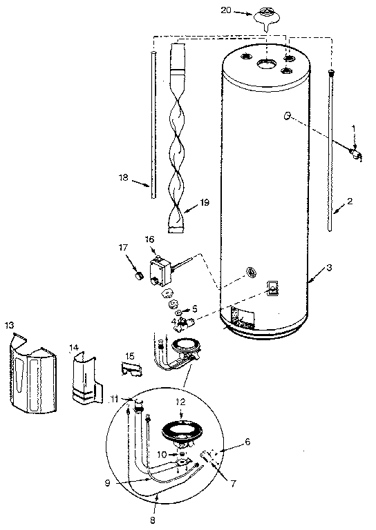 Replacement Parts Diagram and Parts List for 153334420  Kenmore Water Heater
