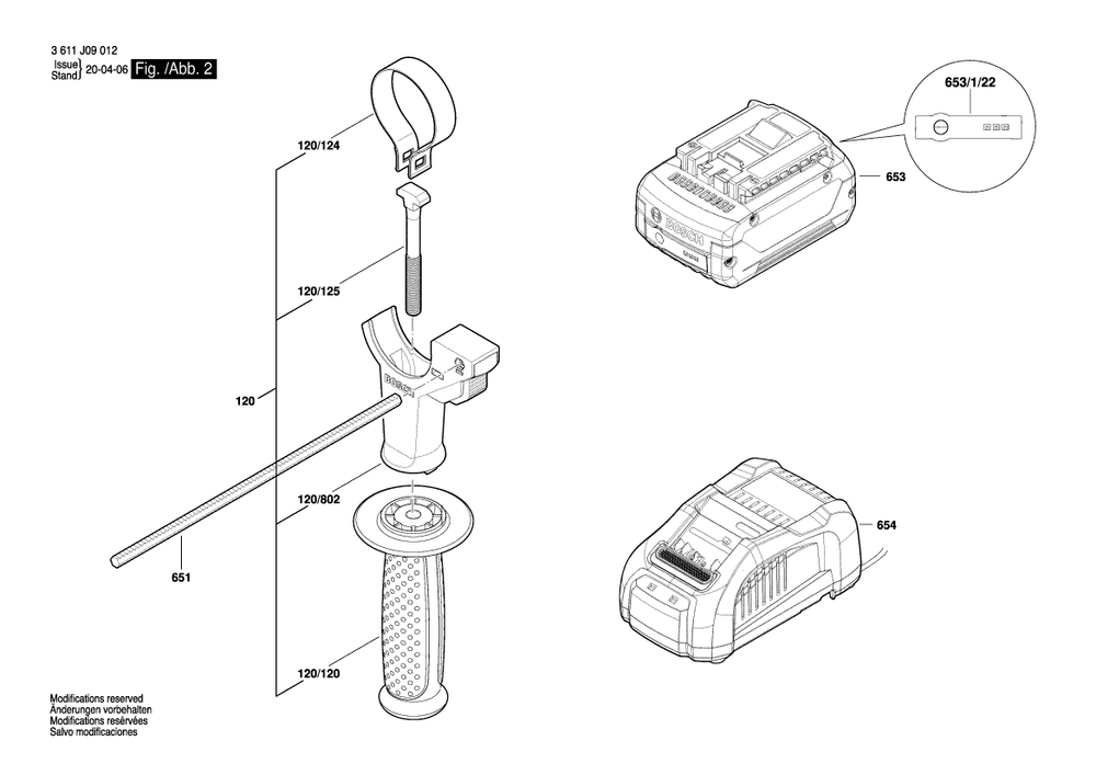 Diagram 2 Diagram and Parts List for 3 611 J09 012 Bosch Hammer Drill