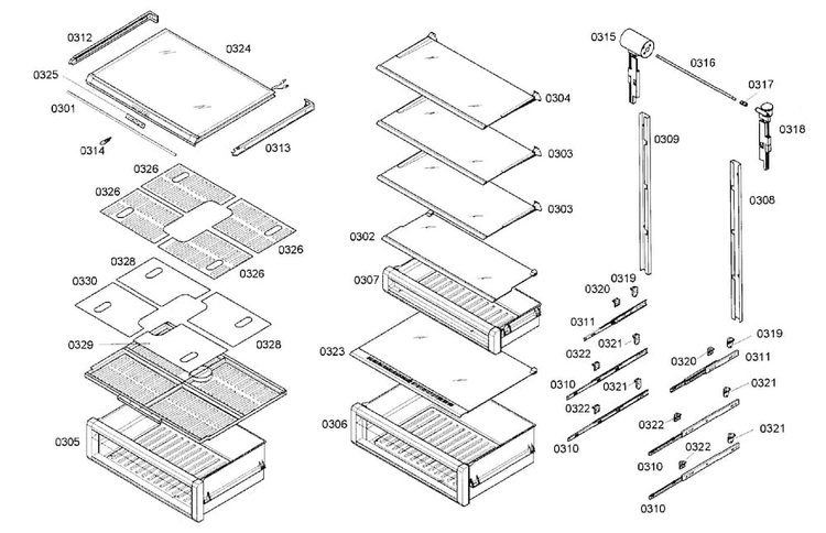 Drawer Assy Diagram and Parts List for T24IR70NSP 20 Thermador Refrigerator