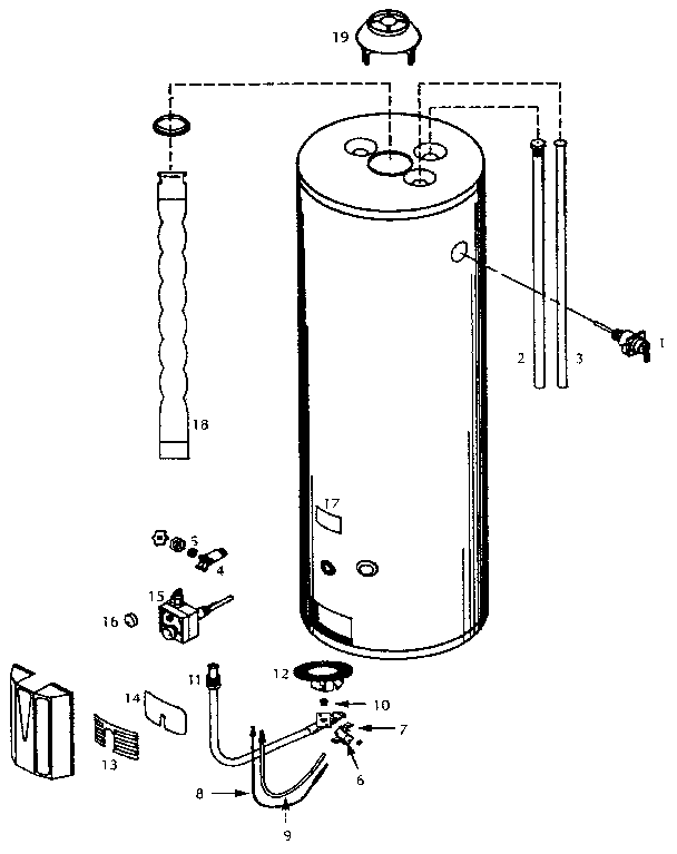 Replacement Parts Diagram and Parts List for 153334261  Kenmore Water Heater