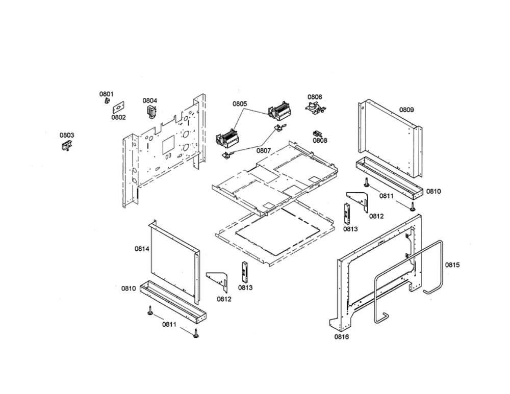 Cooling Fan/Panels Diagram and Parts List for 04 Thermador Range
