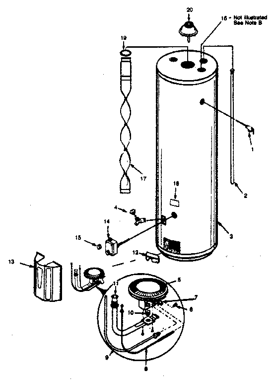 Repair Parts Diagram and Parts List for 153335870  Kenmore Water Heater