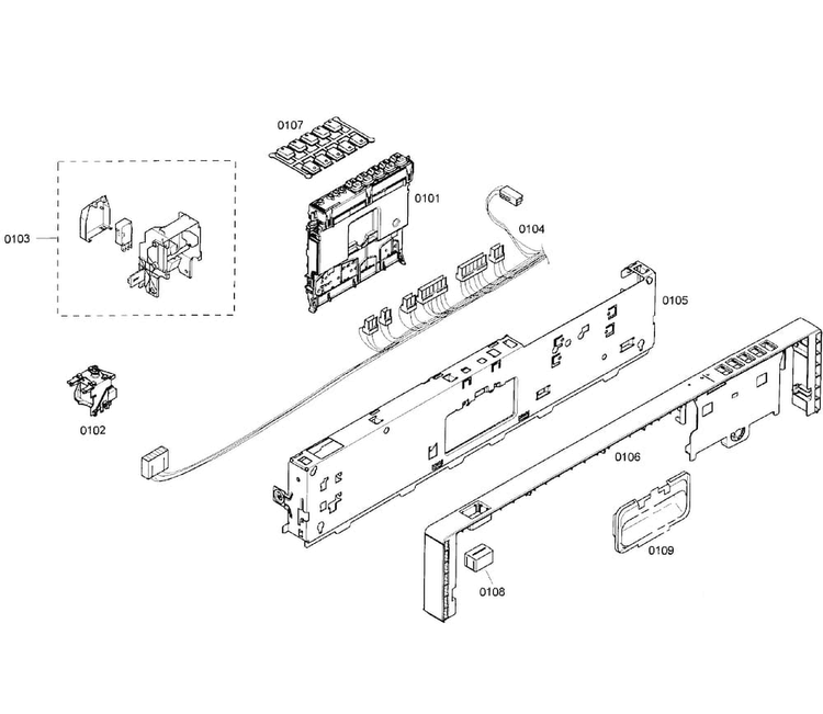 Control Panel Diagram and Parts List for SHV46C13UC 46 Bosch Dishwasher